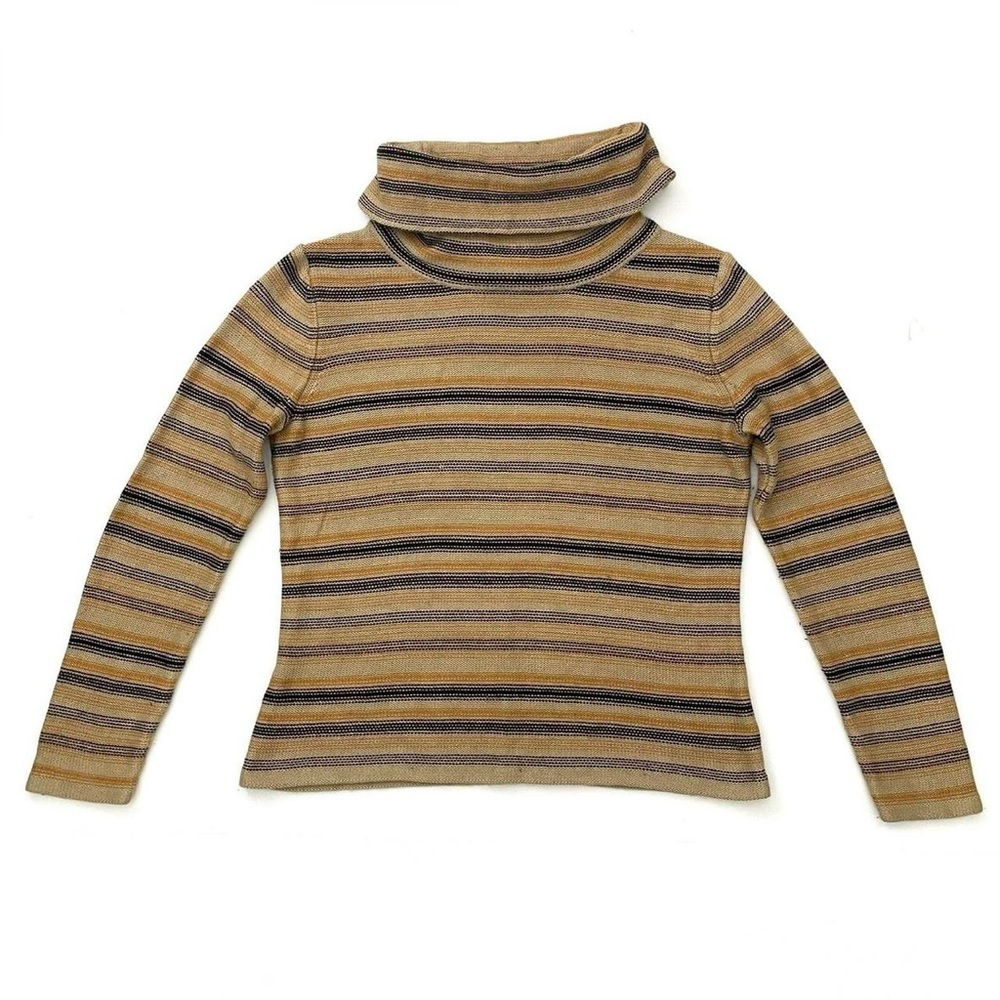 Striped silk angora turtleneck